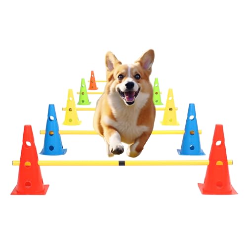 AwaeIpet Dog Jump Agility Training Kit: Puppy Agility Training Hürde Kegel & Stöcke Combo für Hinterhof – Einstellbare Hindernis-Trainingskurse Ausrüstung Outdoor von AwaeIpet