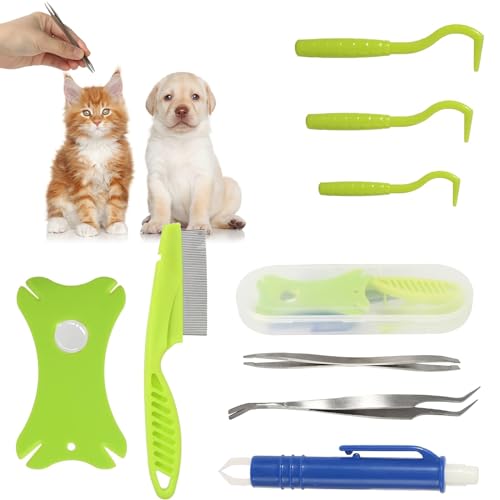 Zeckenzange 9 In 1 Set Mit Etui, Zeckenzange für Hunde Katze, Zeckenkarte Zeckengreifer Zeckenhaken Komplettset für Mensch Hund Kinder von Awaken honest