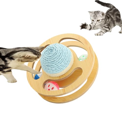 Awoyep Kratzkugel Katze Kratzball Interaktives Katzenspielzeug: Tragbare Vertikale Ball Kratzbrett mit Drehscheibe Design Spielzeug Selbstbeschäftigung für Katzenbälle Sisal Kratzer (19 * 15cm) von Awoyep