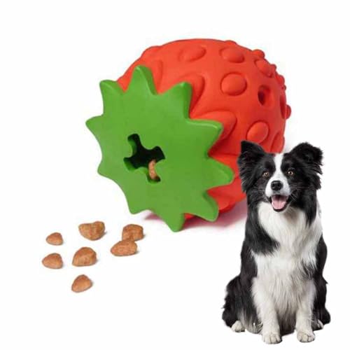 Awpland Erdbeer-Hunde-Puzzle-Spielzeug, Gummi-Kauspielzeug für Leckerlis, interaktives Hundespielzeug für kleine, mittelgroße und große Hunde, Zahnreinigung und IQ-Training von Awpland