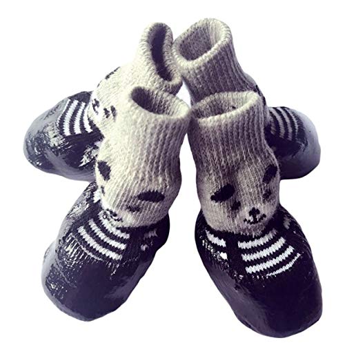 AxBALL 4 Stück/Set S M L Baumwolle Gummi Haustier Hund Schuhe Wasserdicht rutschfest Hund Regen Schneeschuhe Socken Hund Schuhe Hund Katze (Color : Black, Size : Medium) von AxBALL