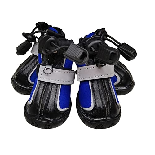 AxBALL 4 Stück Hundestiefel Atmungsaktive Hundeschuhe for kleine, mittelgroße Hunde, Rutschfester Pfotenschutz for Welpen (Color : Blue, Size : 9) von AxBALL