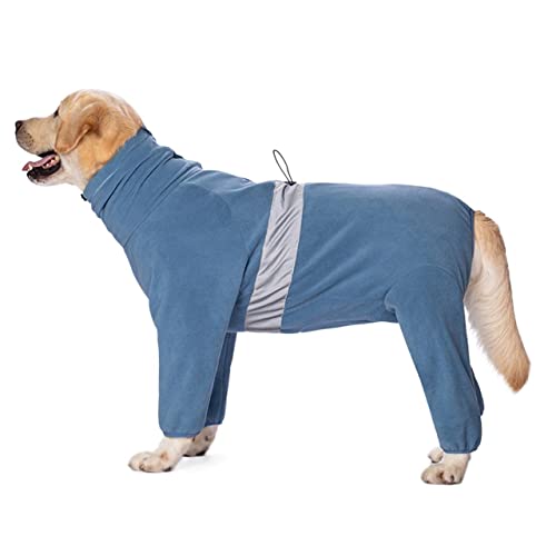 AxBALL Große Hundekleidung Herbst- und Winterkleidung Golden Retriever Labrador Mittelgroßer und großer Hund Rollkragenpullover Warme Fleece-Vierbeiner-Kleidung (Color : Blue, Size : 32) von AxBALL