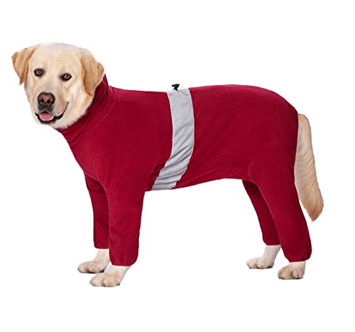 AxBALL Große Hundekleidung Herbst- und Winterkleidung Golden Retriever Labrador Mittelgroßer und großer Hund Rollkragenpullover Warme Fleece-Vierbeiner-Kleidung (Color : Red, Size : 28) von AxBALL