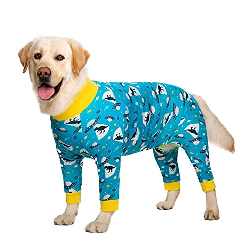 AxBALL Haustier Große Hund Enge Kleidung Cartoon Gedruckt Overall Hund Vierbeinige Pyjamas Mantel Nursing Bauch Wohnung Kleidung Body Home Wear (Color : A, Size : 3X-Large) von AxBALL