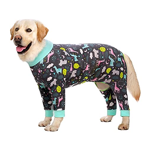 AxBALL Haustier Große Hund Enge Kleidung Cartoon Gedruckt Overall Hund Vierbeinige Pyjamas Mantel Nursing Bauch Wohnung Kleidung Body Home Wear (Color : D, Size : Small) von AxBALL