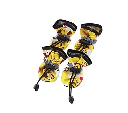 AxBALL Haustier-Hundeschuhe wasserdichte Chihuahua-Anti-Rutsch-Stiefel Welpen-Katzen-Socken (Color : Little Yellow Monkey, Size : 1) von AxBALL