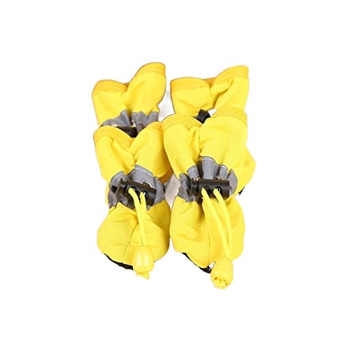 AxBALL Haustier-Hundeschuhe wasserdichte Chihuahua-Anti-Rutsch-Stiefel Welpen-Katzen-Socken (Color : Yellow, Size : 1) von AxBALL