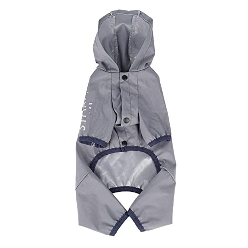 AxBALL Hundekleidung wasserdicht mit Hut Overall reflektierender Sommer-Regenmantel for kleine Hunde liefert Haustier-Regenmantel im Freien (Color : Gray, Size : 2X-Large) von AxBALL