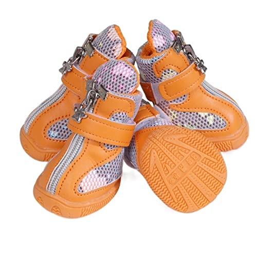 AxBALL Hundestiefel Rutschfester Hundepfotenschutz, Set mit 4 Wasserdichten Hundeschuhen mit verstellbaren Riemen und Rutschfester Sohle for kleine, mittelgroße und große Hunde im Freien (Color : Ora von AxBALL