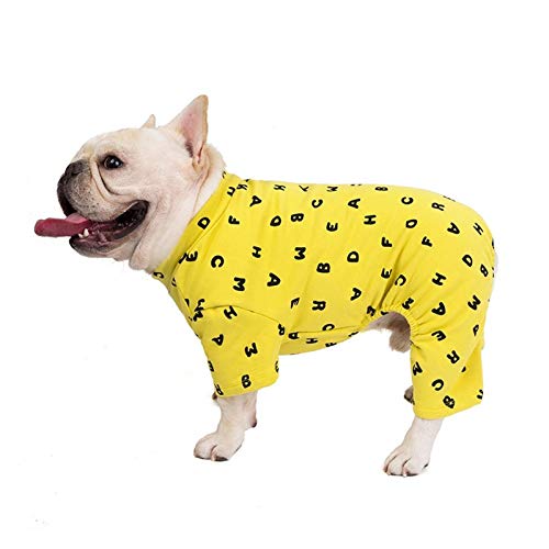 AxBALL Hundewinterkleidung Brief Drucken Hündchen Kostüm Französisch Bulldog Hundekleidung for mittlere große Hunde Mantel Pet Overalls Ropa Perro (Color : Yellow, Size : Large) von AxBALL
