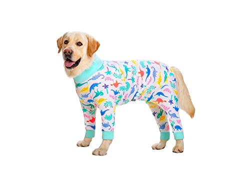 AxBALL Medium Large Dogs Pyjamas for Haustier-Hunde-Kleidung Overall for Hundekostüm Mantel for Hunde Karikatur druckte Kleidung Hemd (Color : White Dogs Pajama, Size : 28(Bust 68cm)) von AxBALL