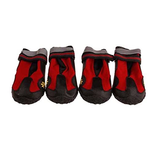 AxBALL Outdoor wasserdichte große Hundeschuhe Gummi Sohle Anti-Rutsch Kletterberg Haustierschuhe Verschleißfest Reflektierende Regenstiefel (Color : Red, Size : 1) von AxBALL