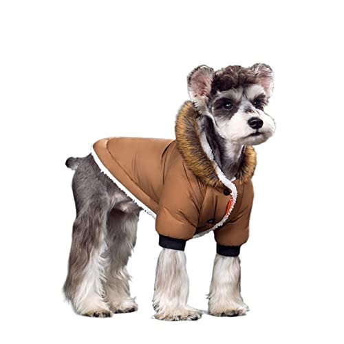 AxBALL Super warme Winterhundekleidung for kleine Hunde wasserdichte Stoff Herbst Dicke Haustier Hoodies Chihuahua Welpen Kostüm Mantel for Mops (Color : Brown Coat, Size : Large) von AxBALL