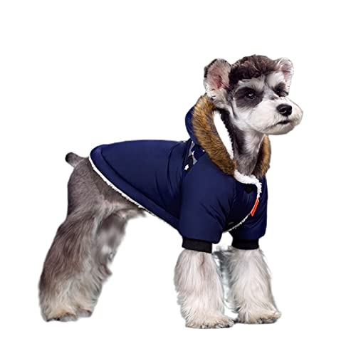 AxBALL Super warme Winterhundekleidung for kleine Hunde wasserdichte Stoff Herbst Dicke Haustier Hoodies Chihuahua Welpen Kostüm Mantel for Mops (Color : Navy Blue Coat, Size : Medium) von AxBALL
