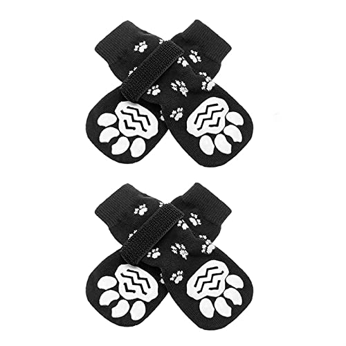 AxBALL rutschfeste Hundesocken, verstellbare Träger, Bequeme, weiche, rutschfeste Welpenschuhe for Hartholzböden im Innenbereich, Pfotenschutz for Haustiere (Color : Black, Size : Large) von AxBALL