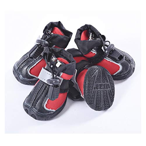 AxBALL wasserdichte Hundeschuhe Verstellbare Riemen und robuste rutschfeste Sohle Paw Protectoren Reflektierende Hundestiefel for kleine mittelgroße Hunde (Color : Upgrade red, Size : 11) von AxBALL