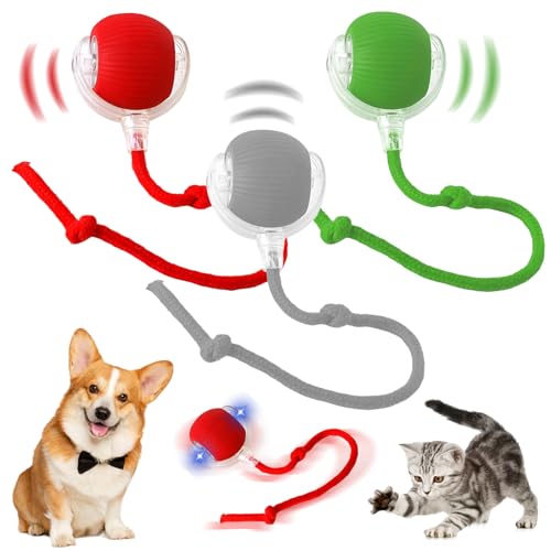 Axinyijia 3PCS Interaktiver Spielball für Katzen 360° Rolling Interaktiver Spielball mit Schwanz für Hunde Katzenspielzeug Interaktiv Katzenball von Axinyijia