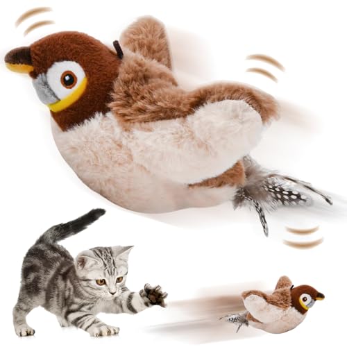 Axinyijia Fliegender Vogel Katzenspielzeug, Interaktives Flappy Bird Cat Toy, Simulierter Zwitschernder Vogel Katze Spielzeug Flapping Chase Bird für Katzen von Axinyijia