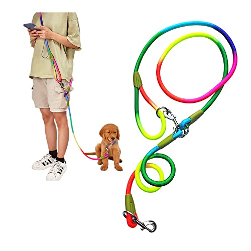 Hundeleine zum Laufen, Spazierengehen, Training, Crossbody-Doppelleine für Hunde, 1,2 cm dick, Nylon, reflektierend, strapazierfähig, für kleine, mittelgroße und große Hunde, bunt von Axroad Mall