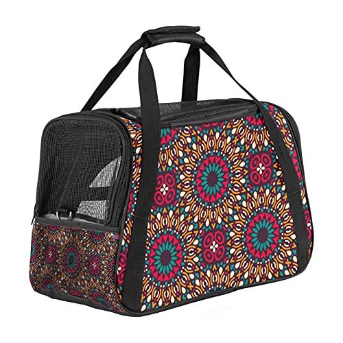 Ästhetische nahtlose Muster Mandala Haustier Tragetasche Tragbare Tragetasche Top Öffnung Abnehmbare Matte und Atmungsaktives Mesh Transport Handtasche für Hunde und Katzen von AxssjS