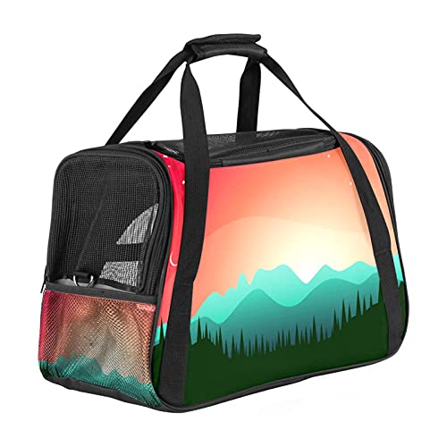 Aesthetic Unique Sunset Pet Carrier Bag Portable Tote Bag Top Opening Removable Mat and Breathable Mesh Transport Handbag For Dogs And Cats von AxssjS