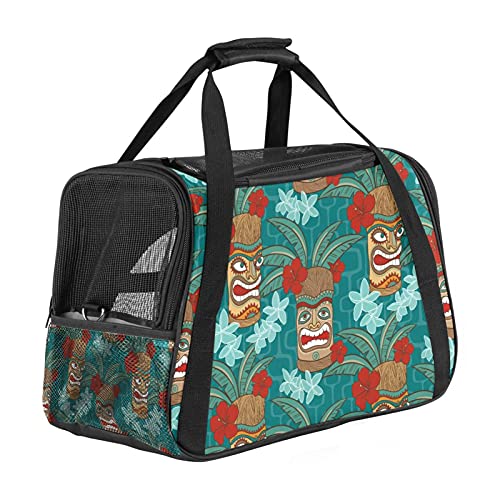 Aloha Tiki Tropische Haustier-Tragetasche, tragbare Tragetasche, obere Öffnung, abnehmbare Matte und atmungsaktives Netz, Transport-Handtasche für Hunde und Katzen von AxssjS