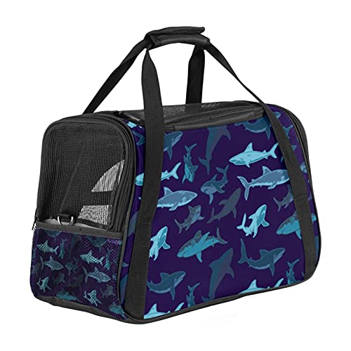 Art Sharks Sea Ocean Haustier-Tragetasche, tragbare Tragetasche, abnehmbare Matte und atmungsaktives Netzgewebe, Transporthandtasche für Hunde und Katzen von AxssjS