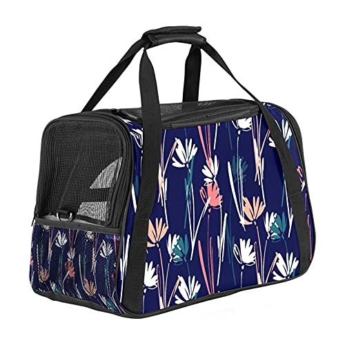 Artistic Little Flowers Tragetasche für Haustiere, mit 3 offenen Netztüren und verstellbarem Schultergurt, tragbare Handtasche für kleine Welpen, Hunde, Katzen, Reisetasche von AxssjS