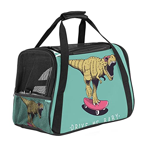 Fluggesellschaften zugelassene Hundetragetasche, Dinosaurier-Motiv, weiche Seiten, für kleine Hunde und Katzen, tragbare Haustier-Reisetasche, oben offen, 43,2 x 25,4 x 30,8 cm von AxssjS