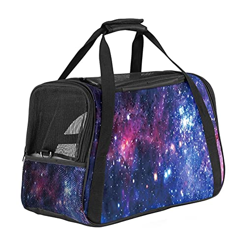 Galaxy Stars Universe Glitter Night Pet Carrier Bag Portable Tote Bag Top Opening Removable Mat And Breathable Mesh Transport Handtasche Für Hunde Und Katzen von AxssjS