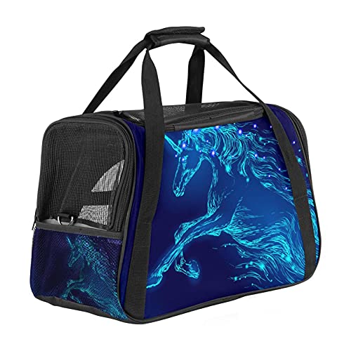 Glowing Horse Unicorn Haustier-Reisetasche mit 3 offenen Netztüren und verstellbarem Schultergurt, tragbare Handtasche für kleine Welpen, Hunde, Katzen, Reisetasche von AxssjS