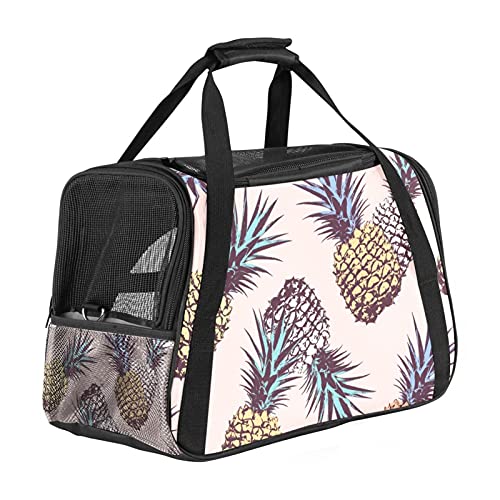 Haustier-Reisetasche mit Ananas-Muster, mit 3 offenen Netztüren und verstellbarem Schultergurt, tragbare Handtasche für kleine Welpen, Hunde, Katzen, Reisetasche von AxssjS