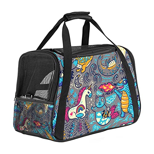 Hundetragetasche für kleine Hunde und Katzen, Einhorn, Katze, Dinasour, weich, für kleine Hunde und Katzen, tragbare Haustier-Reisehandtasche oben offen, 43,2 x 25,4 x 20,4 cm von AxssjS