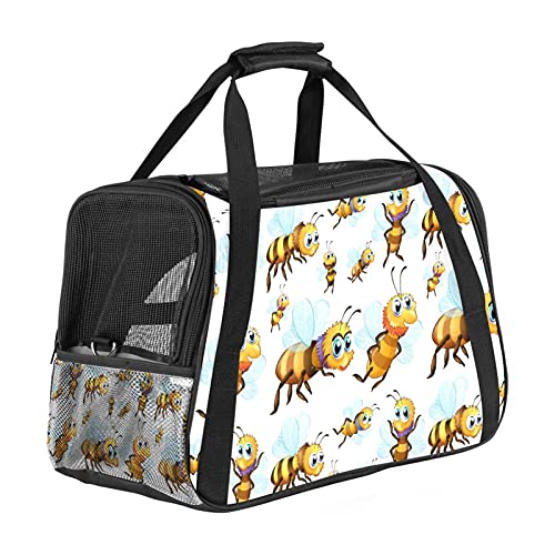 Little Bees Flying Pet Tragetasche, tragbare Tragetasche oben Öffnung, abnehmbare Matte und atmungsaktives Mesh, Transporttasche für Hunde und Katzen von AxssjS