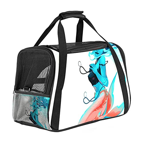 Ocean Marmaid Blue Pet Carrier Bag, Tragbare Tote Bag Top Opening, Abnehmbare Matte Und Atmungsaktives Netz, Transport Handtasche Für Hunde Und Katzen von AxssjS