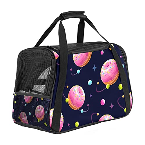 Space Donut Planet Universe Haustier-Reisetasche mit 3 offenen Netztüren und verstellbarem Schultergurt, tragbare Handtasche für kleine Welpen, Hunde, Katzen, Reisetasche von AxssjS