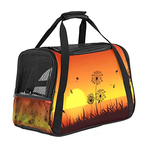 Sunset Seashore Dandelion Blowball Haustier Tragetasche Tragbare Tragetasche Top Opening, Abnehmbare Matte und Atmungsaktives Mesh, Transport Handtasche für Hunde und Katzen von AxssjS