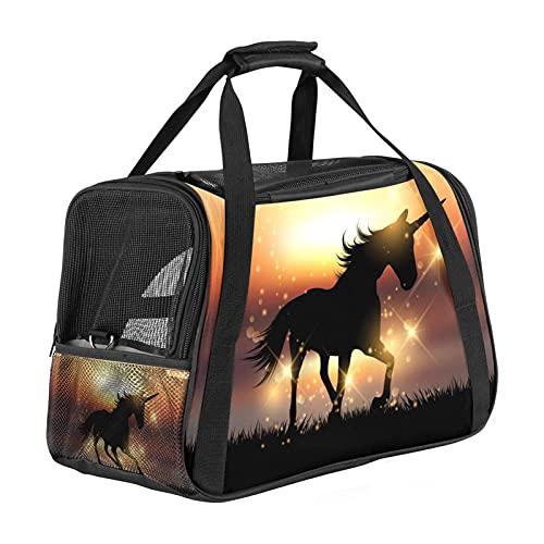 Unicorn Sunset Pet Carrier Bag, Portable Soft Sided Dogs Tote Bag For Small Pets With Carrying Handle And Shoulder Straps, Airline Approved,Travel von AxssjS