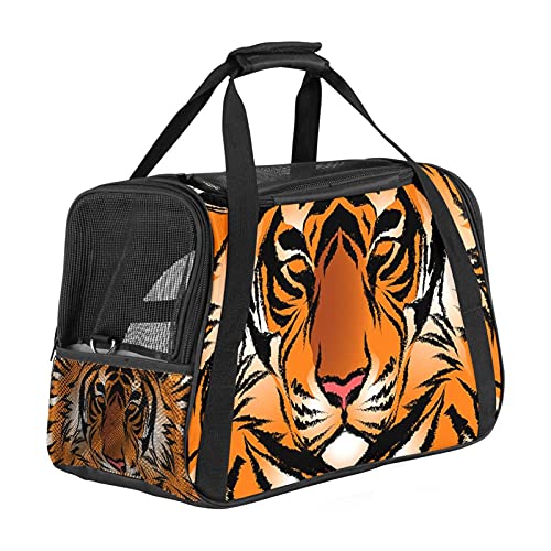 Von Fluggesellschaften zugelassene Hundetragetasche, Tigerstreifen, weiche Seiten, Haustier-Tragetasche für kleine Hunde und Katzen, tragbare Haustier-Reisetasche, oben offen, 43,2 x 25,4 x 30,6 cm von AxssjS