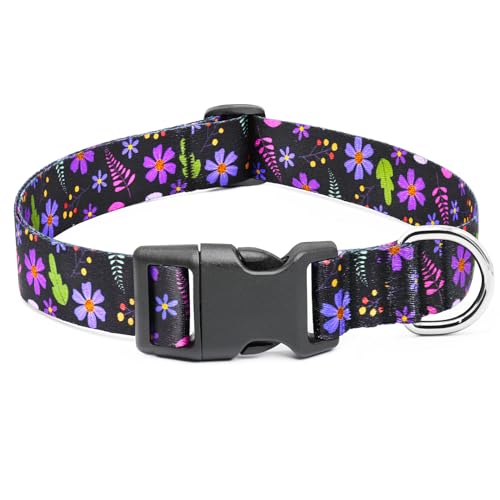 Ayaseen Blumen-Hundehalsband für mittelgroße Hunde - Weiche Baumwolle, verstellbare Hundehalsbänder für Mädchen Hund hübsches Blumenhalsband, Geschenk für weibliche männliche Jungen Mädchen Hunde von Ayaseen