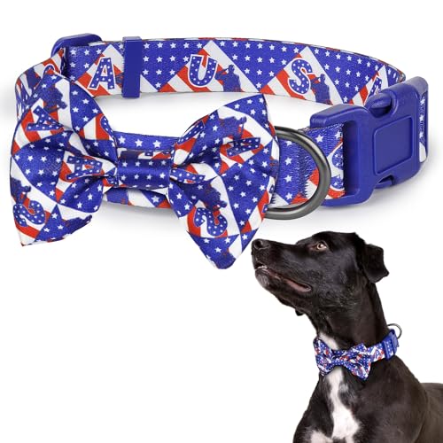 Ayaseen Hundehalsband mit Flagge - American Flag, S, Fahne blau, Baumwolle, 1 Stück, Schnalle, Hund, Small von Ayaseen