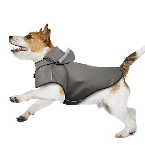 Wasserdichter Hunde-Regenmantel für Welpen, reflektierende Hunde-Regenjacke mit Kapuze, leichter Hunde-Regenmantel für kleine Hunde mit Kapuze/verstellbarem Kordelzug/reflektierendem von Ayaseen