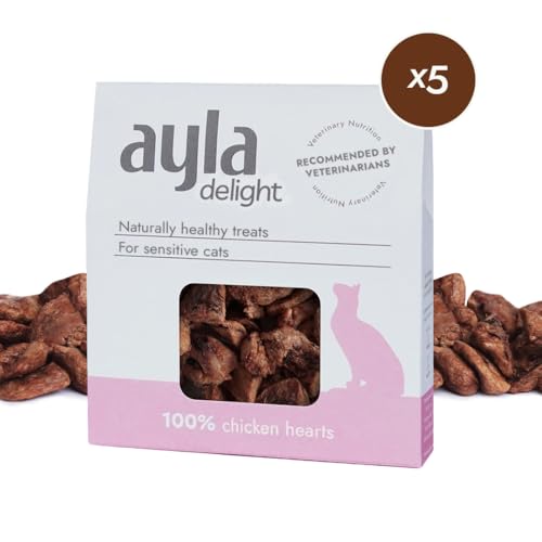 AYLA Deluxe Gefriergetrocknete Hühnerherzen | 5X Bundle Nährstoff-Powerpaket | Unterstützt Herz & Immunsystem | Natürlicher Katzensnack für alle Altersstufen von Ayla when you care