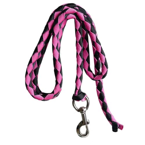 Aymzbd Hochwertiger Strick für Pferde mit Sicherheitskarabiner, Strapazierfähiges Gurtband, Ideales Zubehör für Reiter, 2.5 m, Rosa und Schwarz von Aymzbd