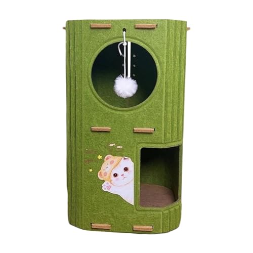 Aymzbd Katzenhaus mit Hängendem Ballspielzeug, Schutzhütte, Gemütlicher Kratzbaum für Kätzchen, Katzenkletterbaum Zum Spielen Mehrerer Katzen, Grün, 2 Ebenen Aymzbd Katzenhaus mit Hängendem Ballspielzeug, Schutzhütte, Gemütlicher Kratzbaum für Kätzchen, Katzenkletterbaum Zum Spielen Mehrerer Katzen, Grün, 2 Ebenen von Aymzbd