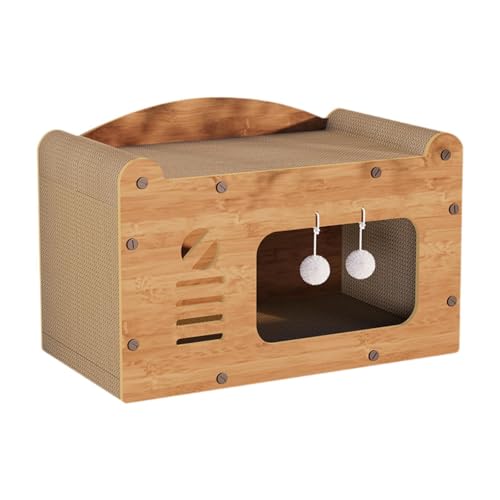Aymzbd Katzenkratzer Kartonhaus Lounge Bett mit Hängenden Spielzeug für Innenkatzen Groß Aymzbd Katzenkratzer Kartonhaus Lounge Bett mit Hängenden Spielzeug für Innenkatzen Groß von Aymzbd