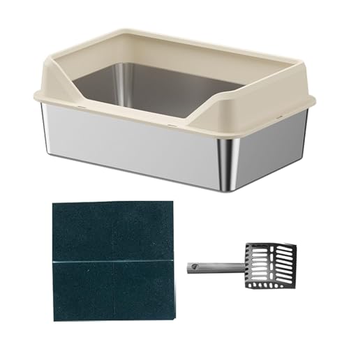 Aymzbd Katzentoilette mit Offener Oberseite Und Schaufel, Katzensandbecken für Kleine Und Große Katzen, Beige, 50x35x15cm Aymzbd Katzentoilette mit Offener Oberseite Und Schaufel, Katzensandbecken für Kleine Und Große Katzen, Beige, 50x35x15cm von Aymzbd