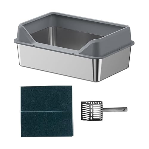 Aymzbd Katzentoilette mit Offener Oberseite Und Schaufel, Katzensandbecken für Kleine Und Große Katzen, DUNKELGRAU, 50x35x15cm Aymzbd Katzentoilette mit Offener Oberseite Und Schaufel, Katzensandbecken für Kleine Und Große Katzen, DUNKELGRAU, 50x35x15cm von Aymzbd