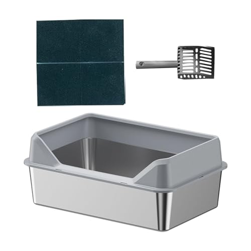 Aymzbd Katzentoilette mit Offener Oberseite Und Schaufel, Katzensandbecken für Kleine Und Große Katzen, Hellgrau, 50x35x15cm Aymzbd Katzentoilette mit Offener Oberseite Und Schaufel, Katzensandbecken für Kleine Und Große Katzen, Hellgrau, 50x35x15cm von Aymzbd